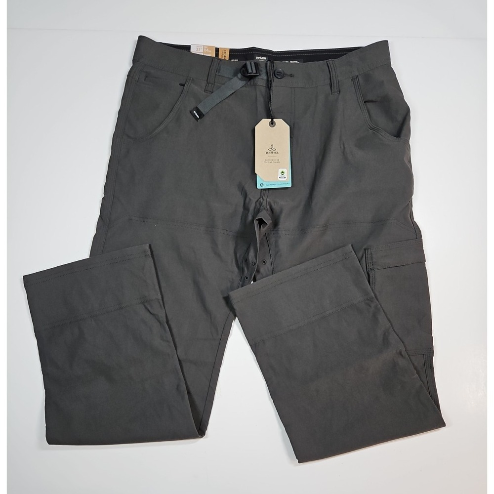 prAna Mens Stretch Zion II Gray Convertible Hiking Pants Size 33 x 30 NWT